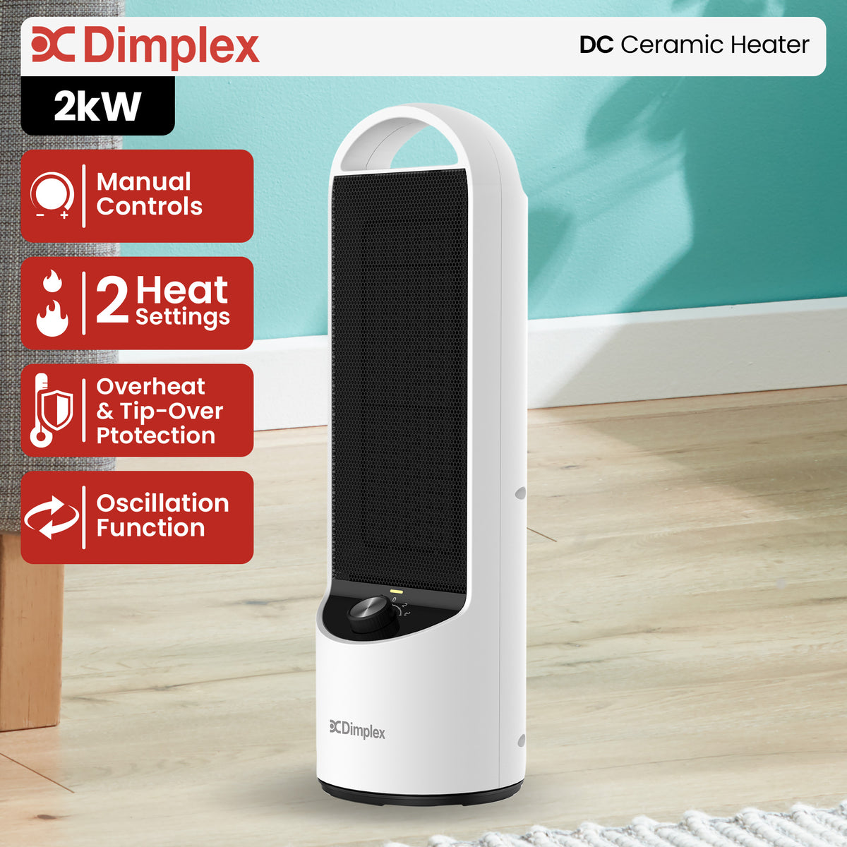 Dimplex 2kW Personal DC Ceramic Heater in Black and White