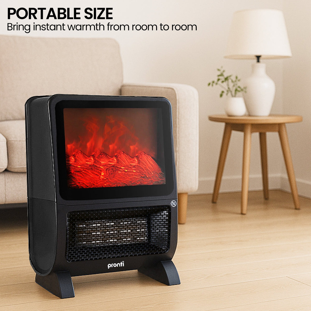 Pronti 2000W 3D Fire PTC Electric Portable Room Heater
