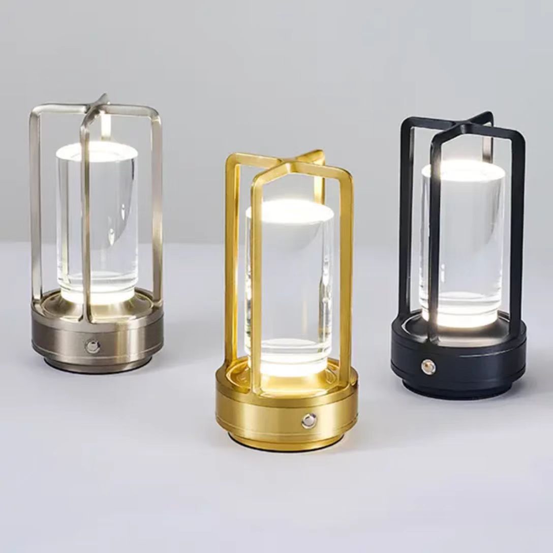 Cross-Shaped LED Table Lamp - Black Touch Button with USB Charging