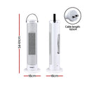 Devanti 2000W Ceramic Tower Heater Space Heaters Oscillating Indoor White