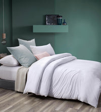Cotton Quilt Cover Set - White - Queen