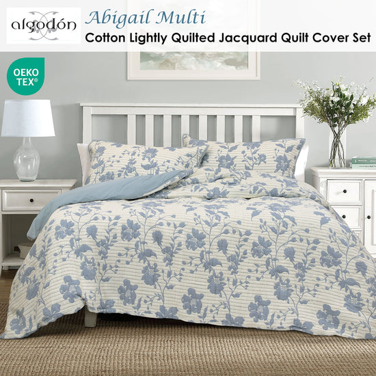 Algodon Abigail Multi Lightly Quilted Cotton Jacquard Quilt Cover Set King