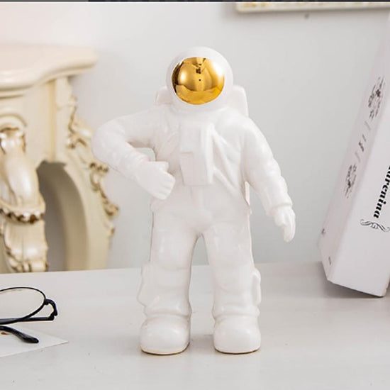 Salute Astronaut Ceramic Vase - Tabletop Decor with Dried Flowers - White