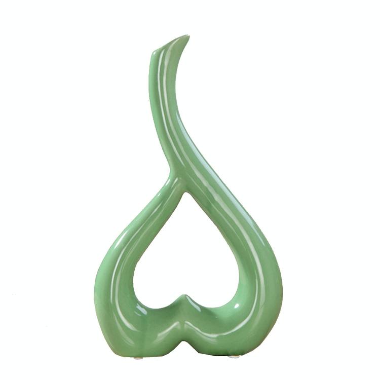Creative Heart-shaped Ceramic Flower Vase for Home Office or Wedding Decor - Yellow