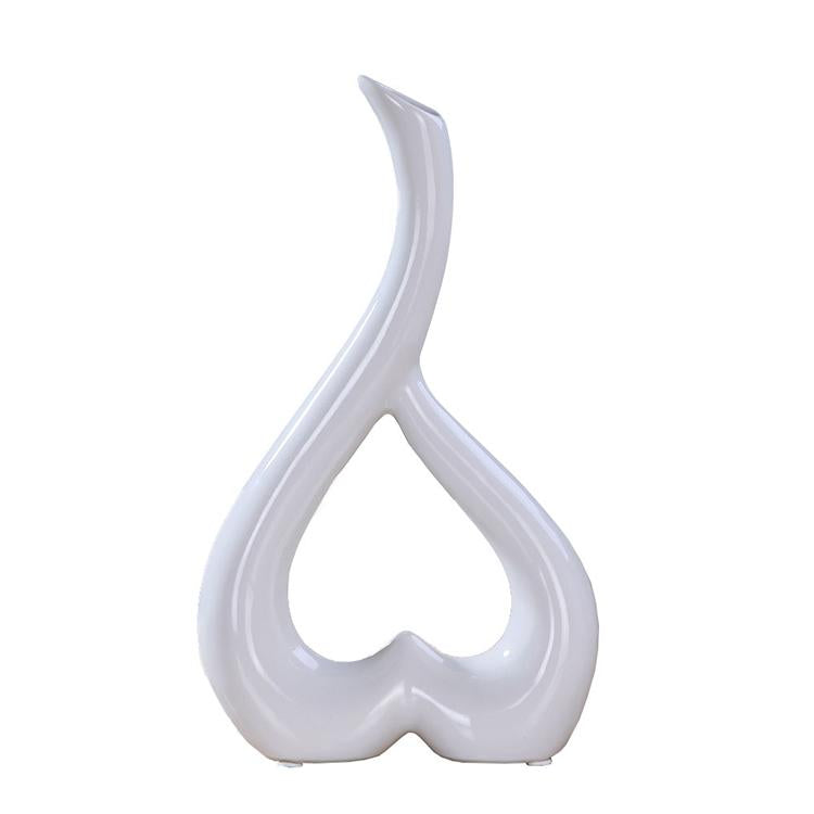 Creative Heart-shaped Ceramic Flower Vase for Home Office or Wedding Decor - Yellow