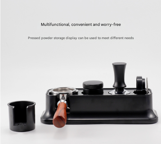 Black Espresso Coffee Tamping Station - Barista Tool Organizer for 51/53/58mm Portafilter, Tamper & Distributor