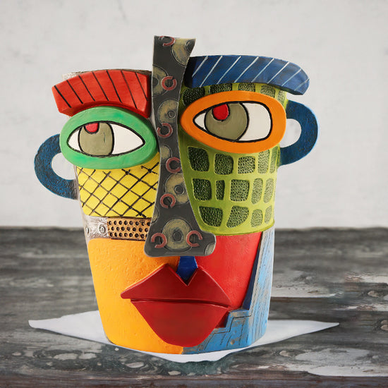 Abstract Face Planter Pot - Artistic Resin Decor for Succulents & Plants (Colorful models - 12.5*12*9CM)
