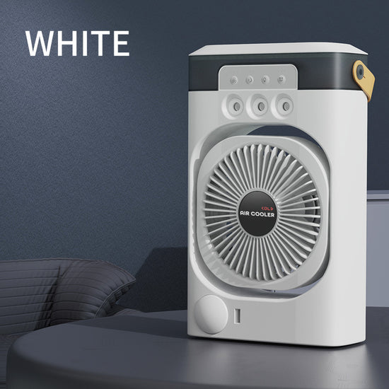 White 3-in-1 Portable Air Cooler Fan - Desktop Humidifier & LED Light, Nano Mist