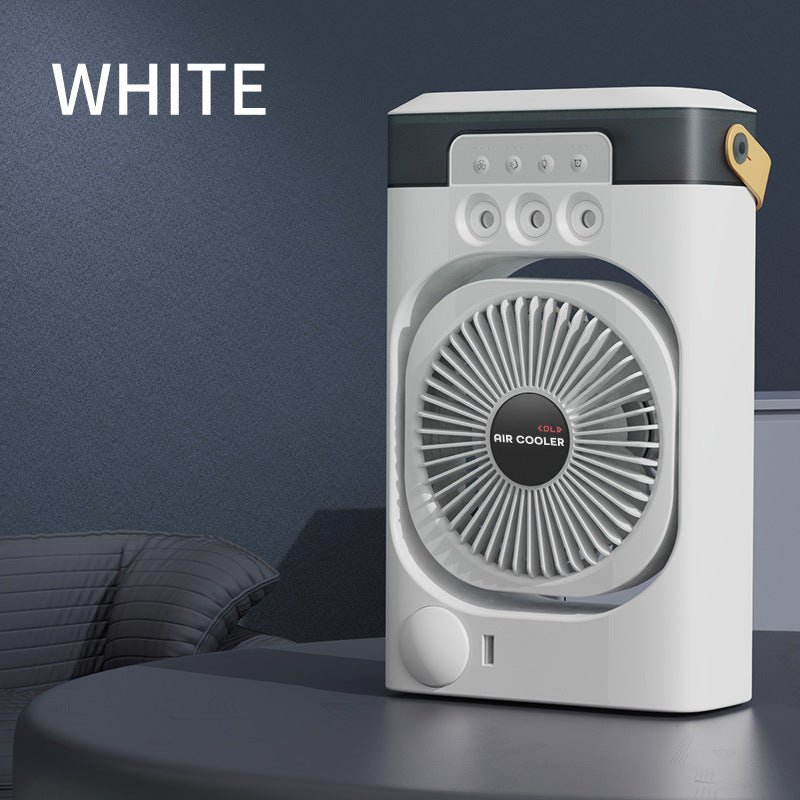 White 3-in-1 Portable Air Cooler Fan - Desktop Humidifier & LED Light, Nano Mist