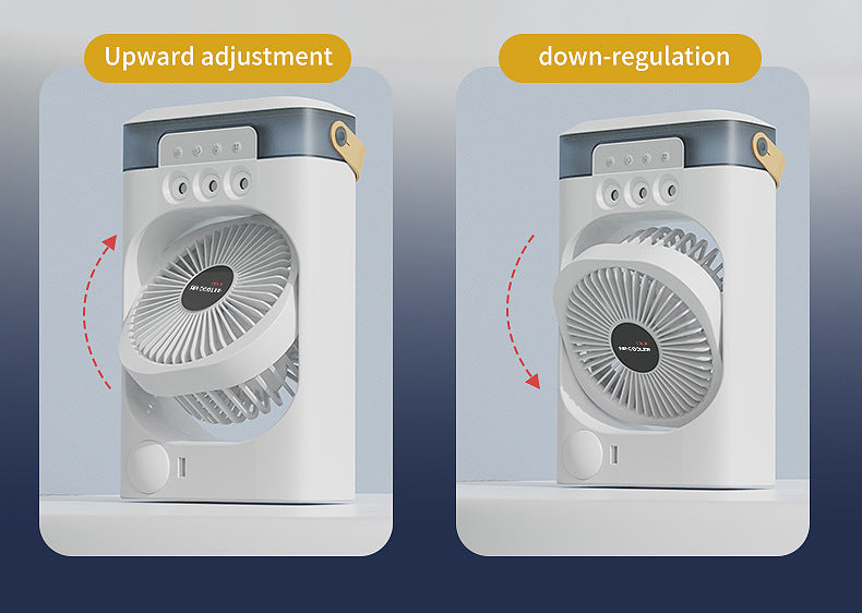 White 3-in-1 Portable Air Cooler Fan - Desktop Humidifier & LED Light, Nano Mist