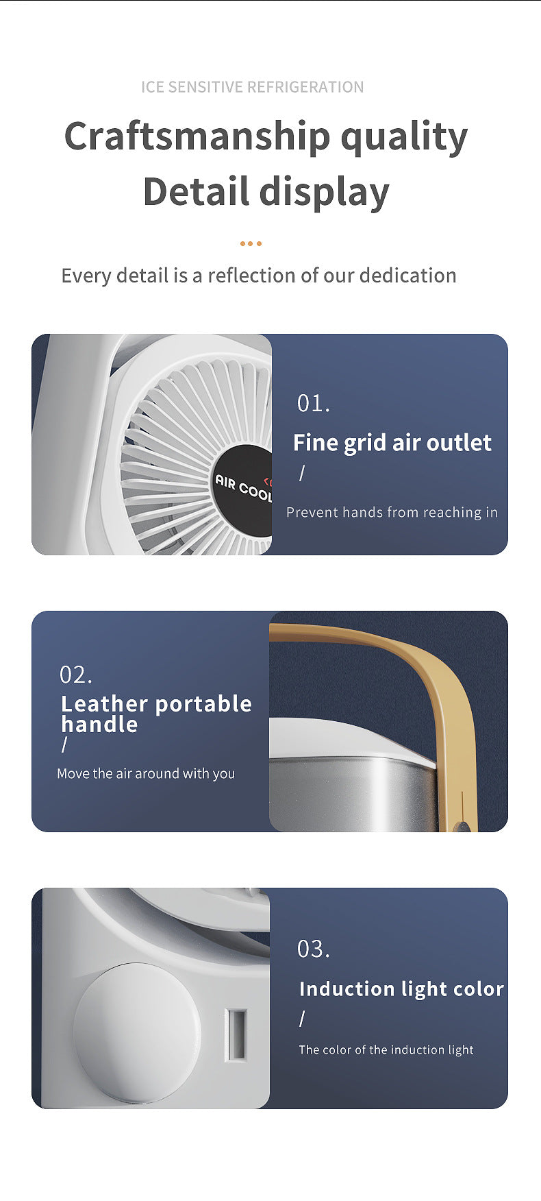 White 3-in-1 Portable Air Cooler Fan - Desktop Humidifier & LED Light, Nano Mist