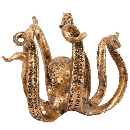 Gold Vintage Bronze Octopus Mug Holder - Decorative Resin Statue & Countertop Cup Rack
