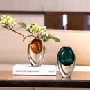 Artistic Teardrop Glass Vase - Handcrafted Glazed Finish for Hydroponics & Floral Decor(amber)