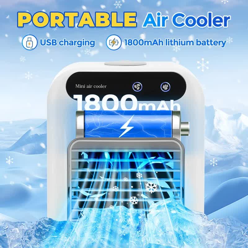 Portable 500ml Large-Capacity Air Cooler Fan - 9-Blade Strong Wind & Wide-Angle Oscillation, Easy Top-Fill Desktop Evaporative Humidifier